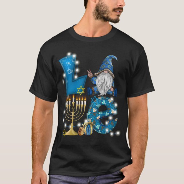 LIEBE Gnome Hanukkah Dekorationen Chanukah T-Shirt (Vorderseite)