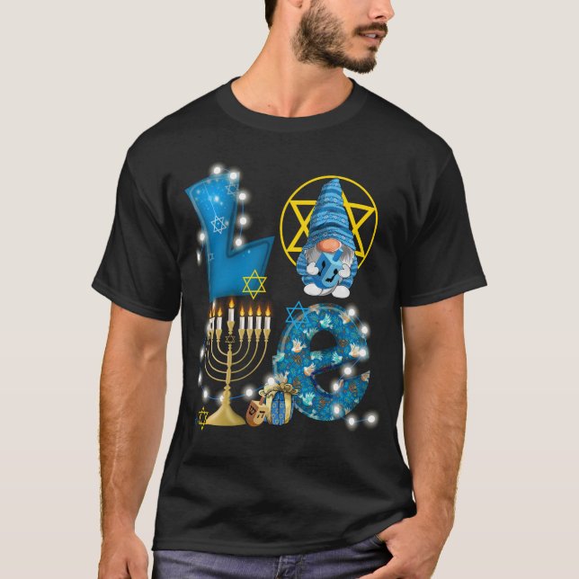 LIEBE Gnome Hanukkah Dekorationen Chanukah T-Shirt (Vorderseite)