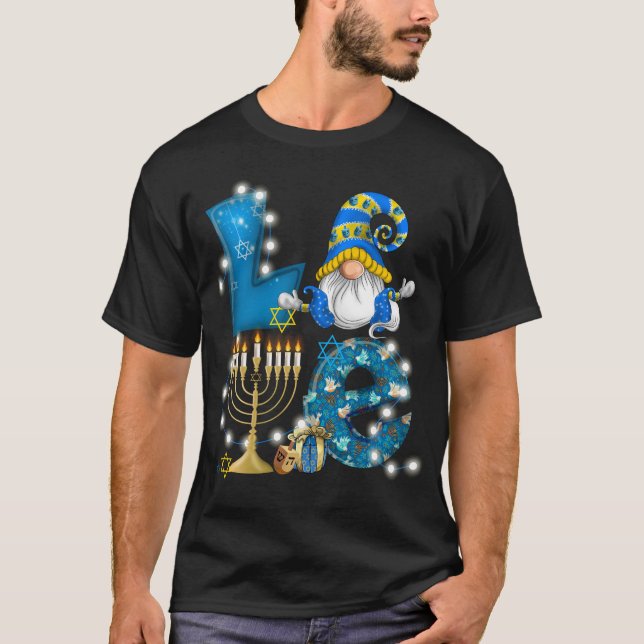 LIEBE Gnome Hanukkah Dekorationen Chanukah T-Shirt (Vorderseite)