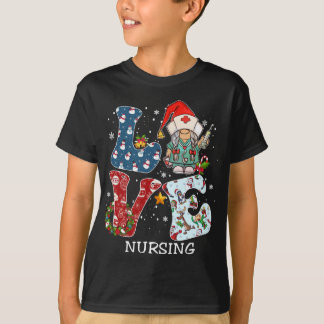 LIEBE Gnome Pflege Weihnachtsfeiertag Pajama Famil T-Shirt