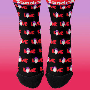 Liebe Gnome schwarz und Rot Herz Balloons Socken