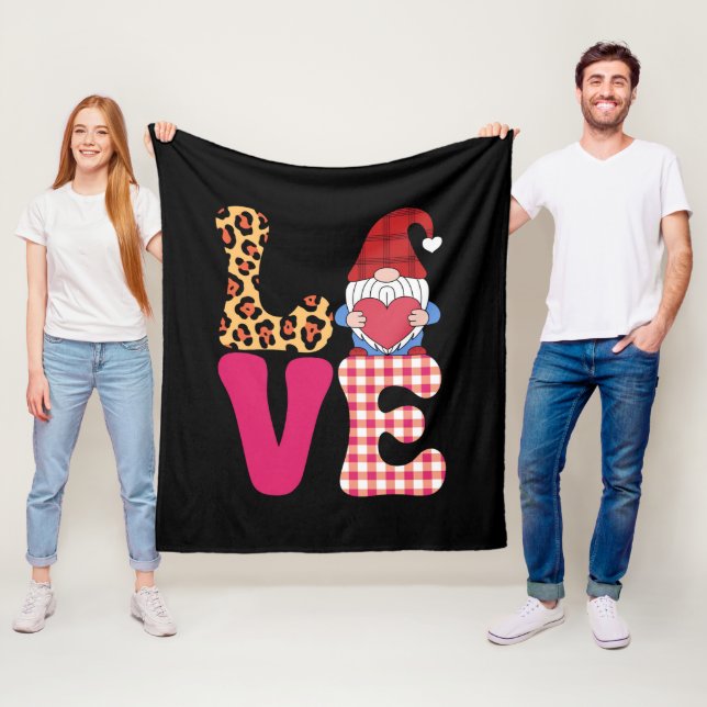 Liebe Gnome Valentinstag Red Buffalo Kariert Leopa Fleecedecke (Beispiel)