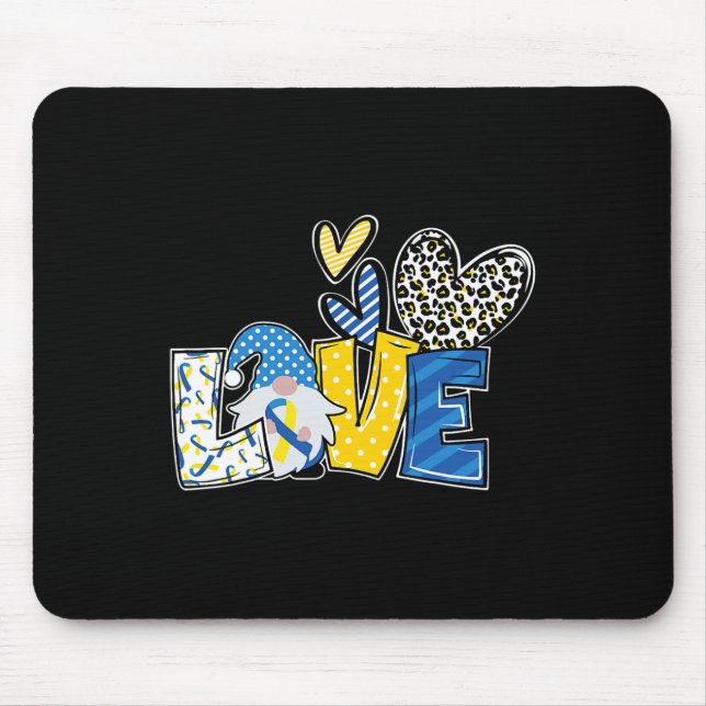 Liebe Gnomes Blue Yellow Ribbon Down Synware Mousepad (Vorne)