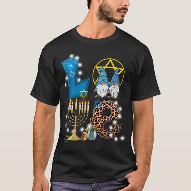 LIEBE Gnomes Hanukkah Dekorationen Chanukah T-Shirt (Vorderseite)