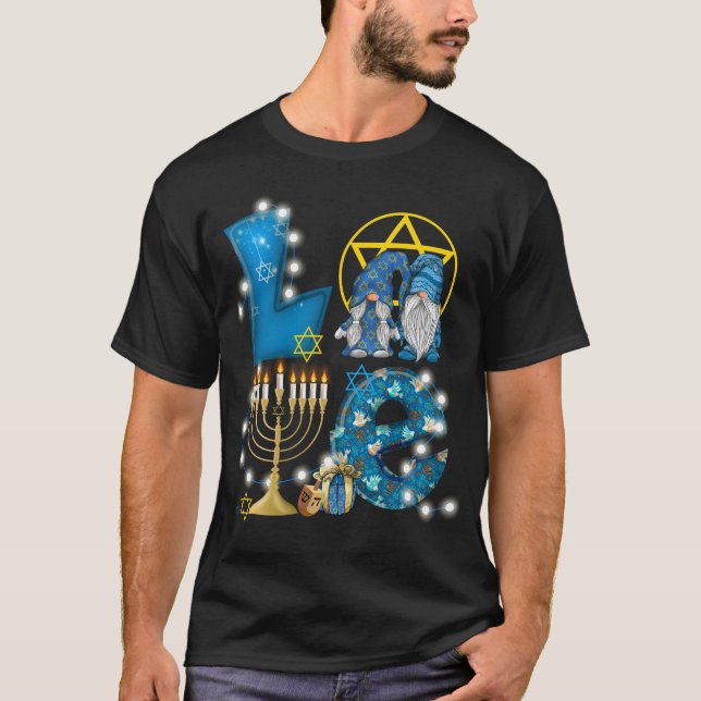 LIEBE Gnomes Hanukkah Dekorationen Chanukah T-Shirt (Vorderseite)