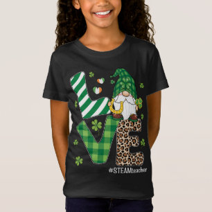 Liebe Gnomes STEAM Lehrer St Patricks Day Leopard T-Shirt