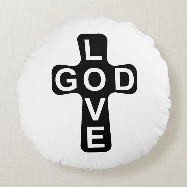 LIEBE GOD RUNDES KISSEN (Vorderseite)