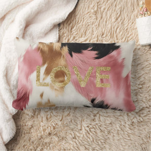Liebe Gold Creme Pink Black Cowgirl Cowhide Lendenkissen