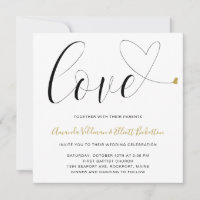 Liebe Gold Heart Black and White Modern Wedding