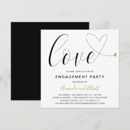 Liebe Gold Heart Moderne Engagement Partei Einladung