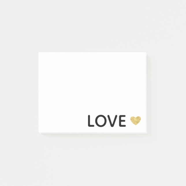 Liebe Gold Heart Post-it Klebezettel (Vorderseite)