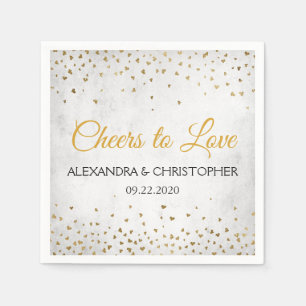 Liebe Gold Hearts Confetti Wedding Serviette