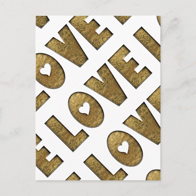 Liebe Gold Text Word Elegante Goldene Dekoration Postkarte (Vorderseite)