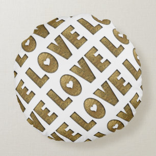 Liebe Gold Text Word Elegante Goldene Dekoration Rundes Kissen