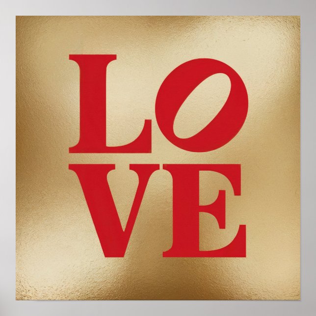 LIEBE Gold Typografy Untersetzer Set Poster (Vorne)