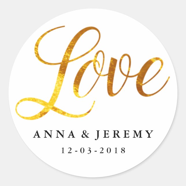 Liebe Gold Wedding Sticker (Vorderseite)