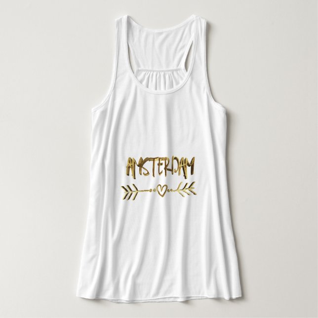Liebe-Goldblick-Typografie Amsterdams Tank Top (Design Vorderseite)