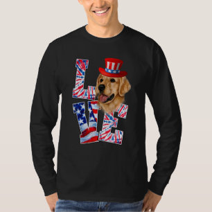 Liebe Golden Retriever 4. Juli Patriotischer Hund T-Shirt