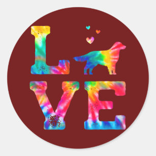 Liebe Golden Retriever Corgi Tie Dye Hund Mama Pap Runder Aufkleber