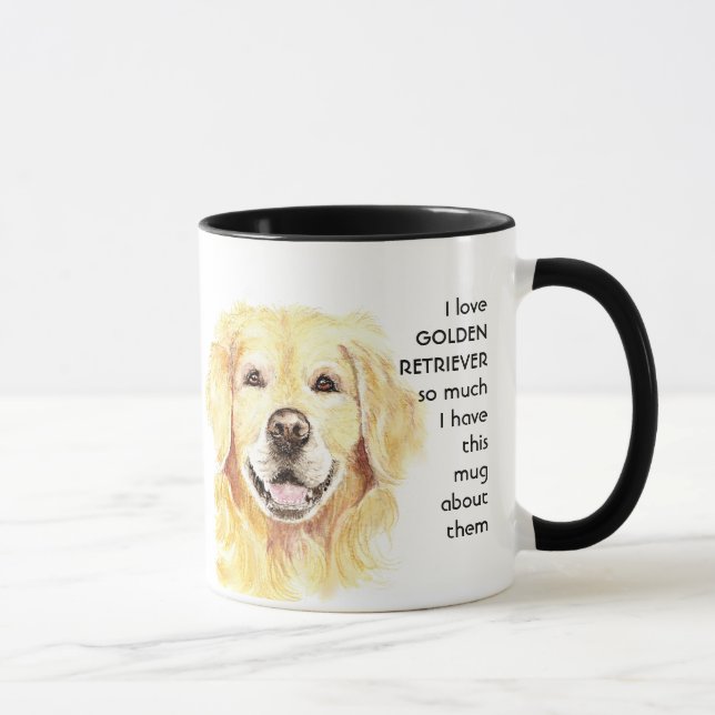 Liebe GOLDEN RETRIEVER so viel Spaß Zitat Tasse (Rechts)