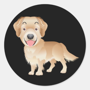 Liebe Golden Retriever Welpe Hund schwarze Aufkleb Runder Aufkleber