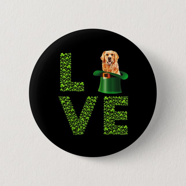 Liebe Golden Retrievers Dog Leprechaun Irish St Pa Button (Vorderseite)