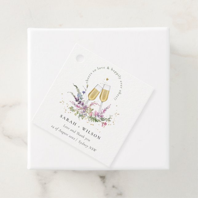 Liebe Goldweingläser Blumenzehen Geschenkanhänger (Beispiel)