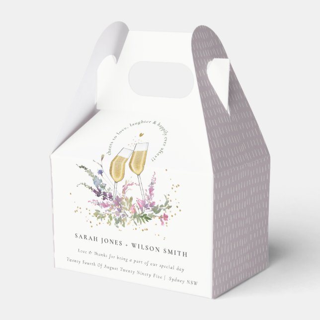 Liebe Goldweingläser Blumenzehen Geschenkschachtel (Vorderseite)