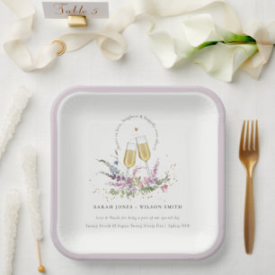 Liebe Goldweingläser Blumenzehen Pappteller