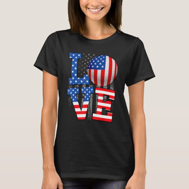 Liebe Golf Ball American Flag USA Unabhängigkeitst T-Shirt (Vorderseite)