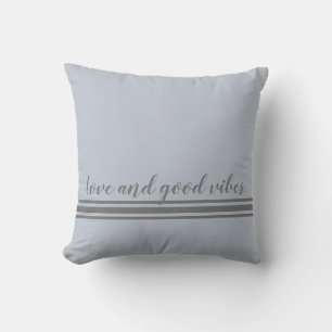 "Liebe & Good Vibes" Square Dusty Blue & Gray Kissen