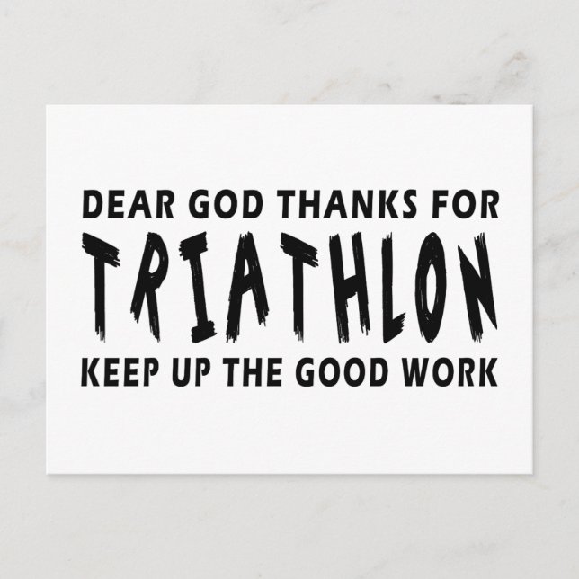 Liebe Gott danke für Triathlon Postkarte (Vorderseite)