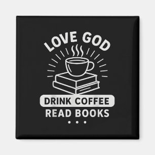 Liebe Gott Kaffee Bücher Vintage Christliche Leser Magnet
