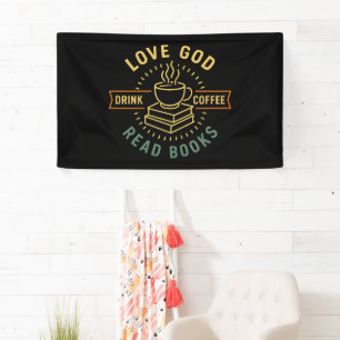 Liebe Gott Trinke Kaffee Lies Bücher Liebhaber Vin Banner