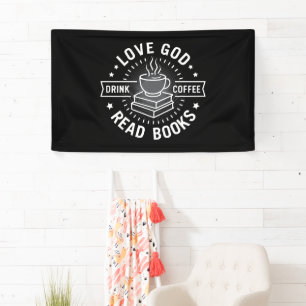 Liebe Gott Trinke Kaffee Lies Bücher Liebhaber Vin Banner