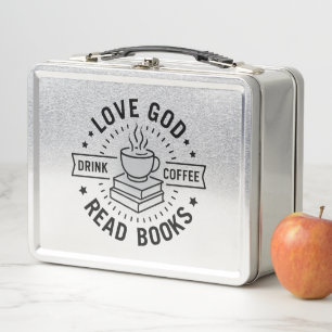 Liebe Gott Trinke Kaffee Lies Bücher Liebhaber Vin Metall Brotdose