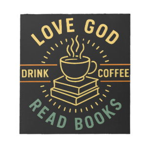 Liebe Gott Trinke Kaffee Lies Bücher Liebhaber Vin Notizblock