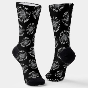 Liebe Gott Trinke Kaffee Lies Bücher Liebhaber Vin Socken