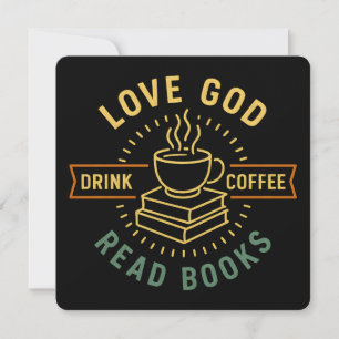 Liebe Gott trinken Kaffee Bücher lesen Liebe Vinta Einladung