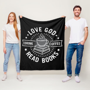 Liebe Gott trinken Kaffee Bücher lesen Liebe Vinta Fleecedecke