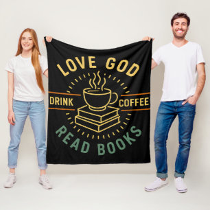 Liebe Gott trinken Kaffee Bücher lesen Liebe Vinta Fleecedecke