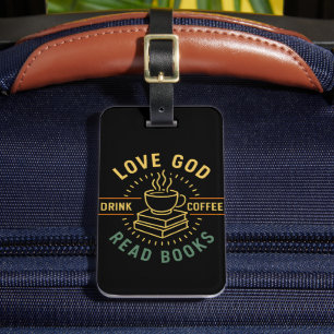Liebe Gott trinken Kaffee Bücher lesen Liebe Vinta Gepäckanhänger