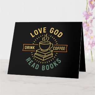 Liebe Gott trinken Kaffee Bücher lesen Liebe Vinta Karte