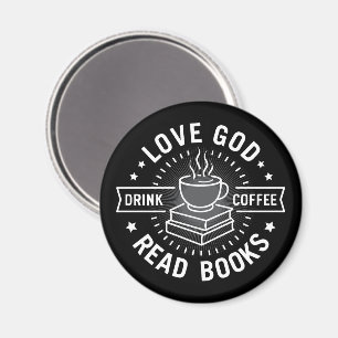 Liebe Gott trinken Kaffee Bücher lesen Liebe Vinta Magnet