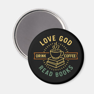 Liebe Gott trinken Kaffee Bücher lesen Liebe Vinta Magnet