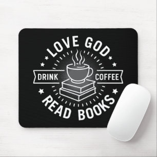 Liebe Gott trinken Kaffee Bücher lesen Liebe Vinta Mousepad