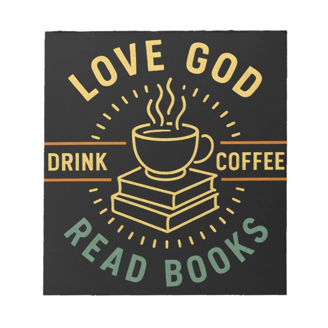 Liebe Gott trinken Kaffee Bücher lesen Liebe Vinta Notizblock (Vorderseite)