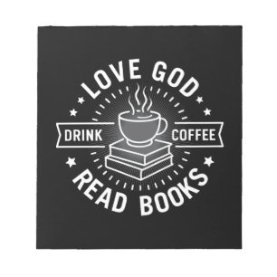 Liebe Gott trinken Kaffee Bücher lesen Liebe Vinta Notizblock