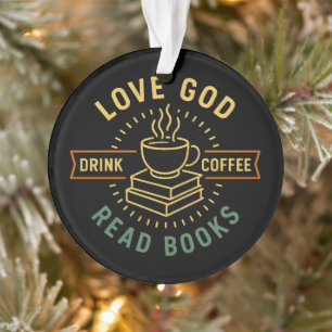 Liebe Gott trinken Kaffee Bücher lesen Liebe Vinta Ornament