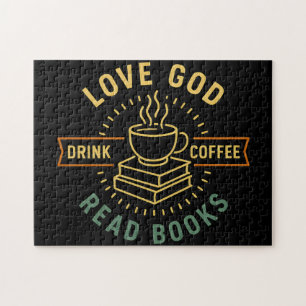 Liebe Gott trinken Kaffee Bücher lesen Liebe Vinta Puzzle